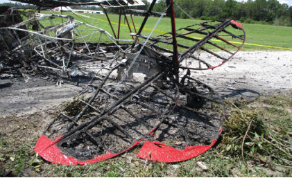 Photograph 3 – Scene, Rear View, Closeup, from the NTSB investigation of Waco Classic Aircraft CORP 2T-1A-2 accident near Clermont, Florida, August 14, 2026