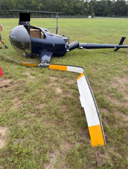 Photograph 1, from the NTSB investigation of Robinson Helicopter R22 BETA accident near Milton, Florida, August 24, 2026