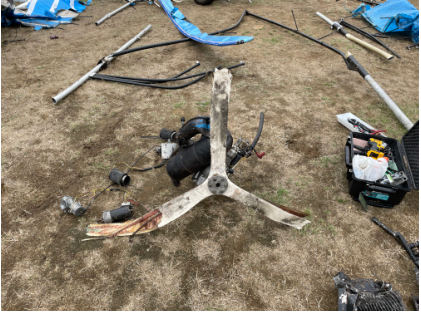 Photo 6 – Propeller and propeller hub, from the NTSB investigation of Amateur-built T BIRD accident near Arlington, Washington, September 22, 2023