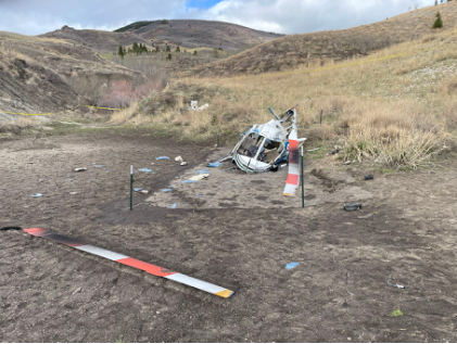[WPR24FA132] Photograph 1 – Main Wreckage, from the NTSB investigation of Bell 206-L4 accident near Anaconda, Montana, April 26, 2024