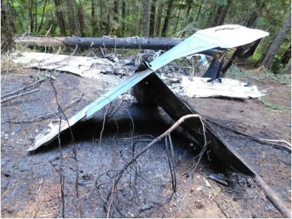 ON SCENE INVESTIGATION PHOTOGRAPHS Photograph 1 – Main wreckage from rear., from the NTSB investigation of Cessna 177B accident near Elk River, Idaho, June 12, 2024