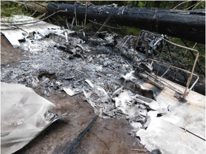 ON SCENE INVESTIGATION PHOTOGRAPHS Photograph 2 – Main wreckage, cabin., from the NTSB investigation of Cessna 177B accident near Elk River, Idaho, June 12, 2024