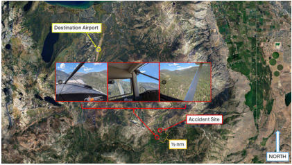 Figure 2: Plot of 3 images near the accident site., from the NTSB investigation of Luscombe 8A accident near South Lake Tahoe, California, June 12, 2024