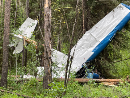 Photograph 2 – Top view closeup., from the NTSB investigation of Cessna 182 accident near Big Creek, Idaho, June 28, 2024
