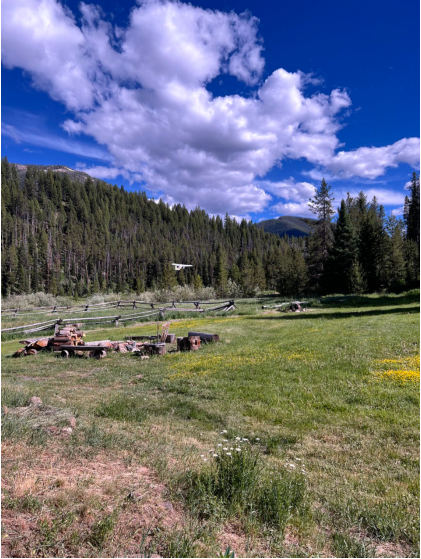 Photograph 5 – N6210A during the go-around, from the NTSB investigation of Cessna 182 accident near Big Creek, Idaho, June 28, 2024