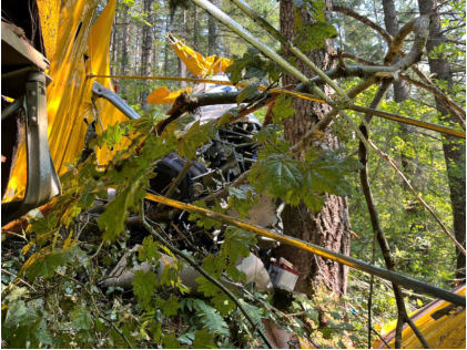 Photograph 3 – Main wreckage at accident site., from the NTSB investigation of Boeing A75L3 accident near Yacolt, Washington, September 6, 2024