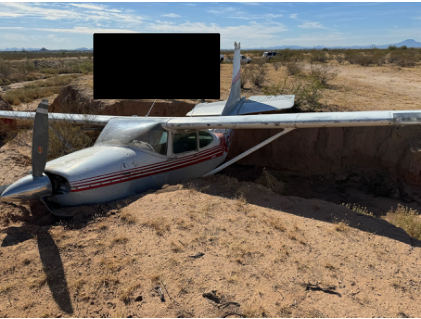 Photograph 4 – Front View of Airplane, from the NTSB investigation of Cessna 182G accident near Casa Grande, Arizona, November 26, 2023