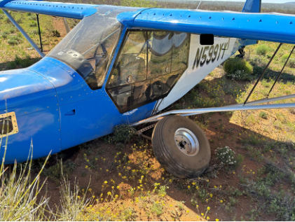 Photograph 2 – Airplane Final Position and Damage, from the NTSB investigation of Amateur-built RANS S-7S COURIER accident near Benson, Arizona, April 22, 2024