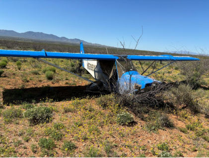 Photograph 3 – Airplane Final Position, from the NTSB investigation of Amateur-built RANS S-7S COURIER accident near Benson, Arizona, April 22, 2024