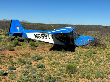 Photograph 4 – Airplane Final Position, from the NTSB investigation of Amateur-built RANS S-7S COURIER accident near Benson, Arizona, April 22, 2024