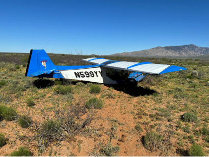 Photograph 5 – Airplane Final Position, from the NTSB investigation of Amateur-built RANS S-7S COURIER accident near Benson, Arizona, April 22, 2024