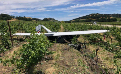 Photo 1 – View of main wreckage, from the NTSB investigation of Pipistrel Italia S R L ALPHA TRAINER accident near Paso Robles, California, June 8, 2024