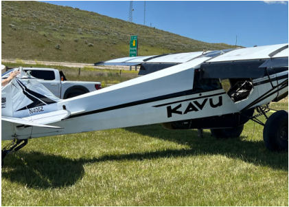 Photo 2 – Accident airplane after recovery; note damage to vertical stabilizer and rudder, from the NTSB investigation of Amateur-built PA-12 REPLICA accident near Douglas, Wyoming, June 22, 2024