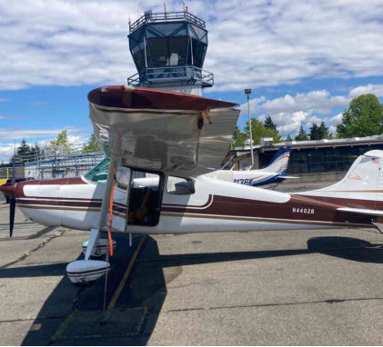 Photograph 1 – Wing damage, from the NTSB investigation of Cessna 170B accident near Tacoma, Washington, July 1, 2024