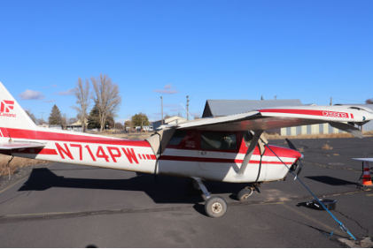 Photograph 3 – Right side view of accident airplane during exam, from the NTSB investigation of Cessna 150M accident near Ritzville, Washington, July 15, 2024
