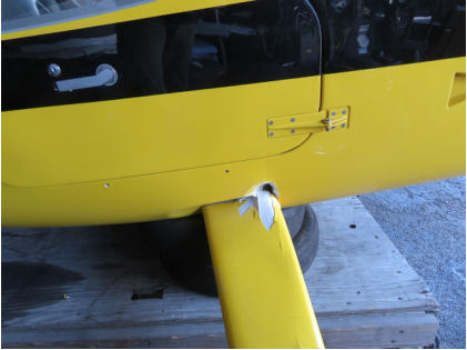 Photograph 1 – View of damage to fuselage., from the NTSB investigation of Amateur-built GS-2 SPORTSMAN accident near Hawthorne, California, August 8, 2024
