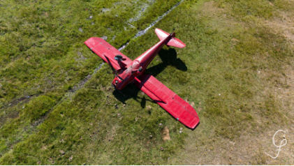 Photograph 1 – View of airplane from drone., from the NTSB investigation of Luscombe 8 accident near Bend, Oregon, August 30, 2024
