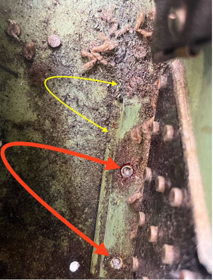 Photograph 1 – View of the damage to the left wing spar, from the NTSB investigation of Piper PA-28-181 accident near Yuma, Arizona, September 2, 2024