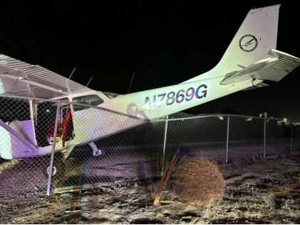 Photograph 1 – N7869G at accident site, from the NTSB investigation of Cessna 172L accident near El Monte, California, October 7, 2024