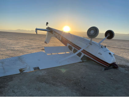 Photograph 1 – View of airplane from the left., from the NTSB investigation of Cessna 180 accident near Venator, Oregon, October 6, 2024