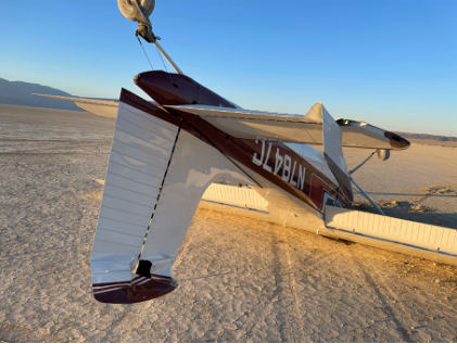 Photograph 3 – View of substantial damage to the empennage., from the NTSB investigation of Cessna 180 accident near Venator, Oregon, October 6, 2024