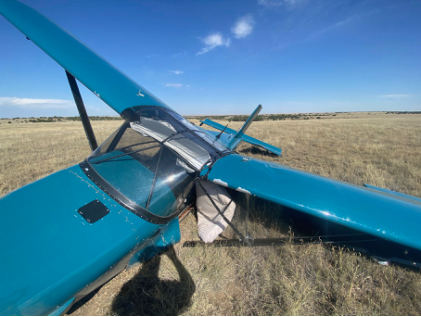Photograph 1 – View of wing and tail damage, from the NTSB investigation of Amateur-built RANS DSG INC S21 OUT accident near Springer, New Mexico, October 13, 2024