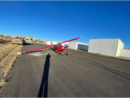 Photo 1 – Quartering view of accident airplane, from the NTSB investigation of Amateur-built HIGHLANDER accident near Elko, Nevada, October 20, 2024