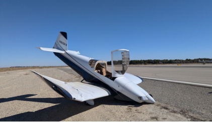 Photo 1 – View of damage to right wing., from the NTSB investigation of Amateur-built RV-6A accident near Lancaster, California, October 25, 2024