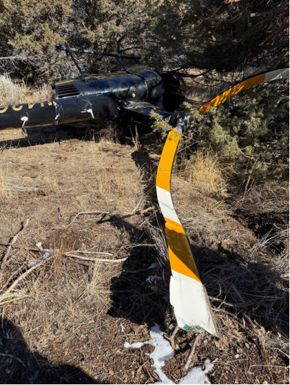 Photograph 2 – Top view, from the NTSB investigation of Robinson Helicopter Company R44 II accident near Durkee, Oregon, November 7, 2024