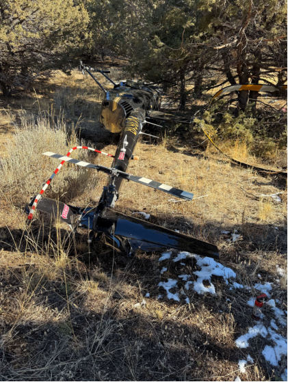 Photograph 3 – Rear view, from the NTSB investigation of Robinson Helicopter Company R44 II accident near Durkee, Oregon, November 7, 2024