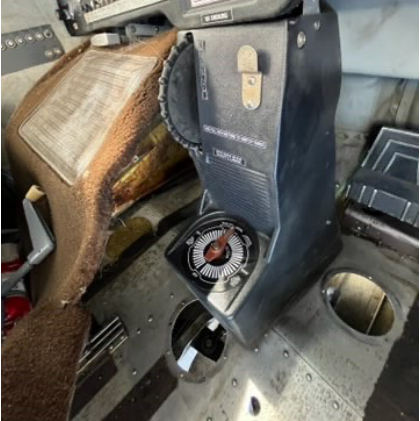 Photograph 4 – Onsite view of the airplane’s fuel selector in the Both position, from the NTSB investigation of Cessna 172I accident near Los Angeles, California, November 14, 2024