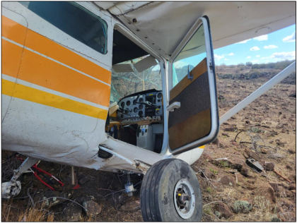 Photograph 3 – Accident site, right side of airplane., from the NTSB investigation of Cessna 172I accident near Mayer, Arizona, November 17, 2024