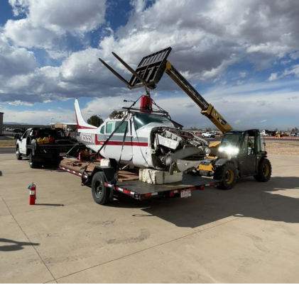 Photograph 3 – The airplane during engine run., from the NTSB investigation of Cessna T210L accident near Gallup, New Mexico, December 28, 2024
