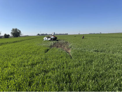 Photograph 2 – Aft View of Helicopter, from the NTSB investigation of Bell 206A accident near Lemoore, California, January 14, 2025