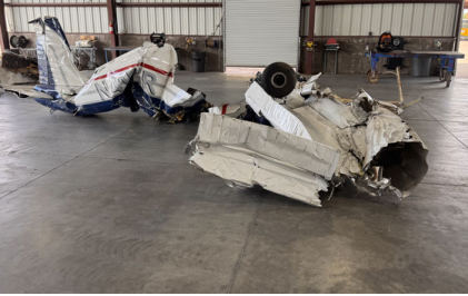 Photograph 4 – View of left wing during initial layout, from the NTSB investigation of Piper PA-32-300 accident near Round Mountain, Nevada, January 2, 2025