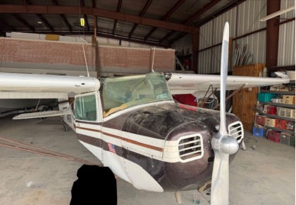 Photograph 1 – View of the airplane from forward, from the NTSB investigation of Cessna 140 accident near Salome, Arizona, February 9, 2025