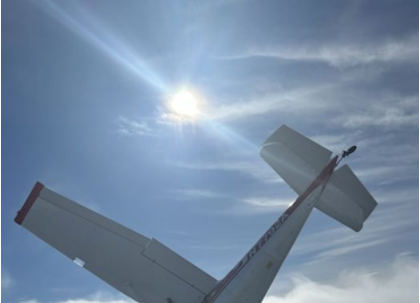 Photograph 1 – Bottom view right wing damage, from the NTSB investigation of Cessna 180A accident near Waterville, Washington, February 20, 2025