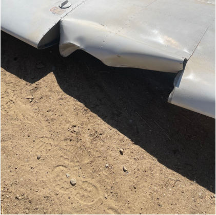 Photograph 3 – View of left wing damage, from the NTSB investigation of Piper PA-32-260 accident near Green Valley, Arizona, April 13, 2025
