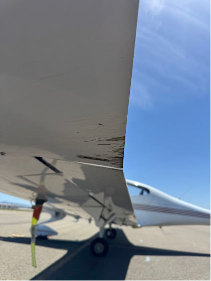 Photograph 2 – Left Wing Damage, from the NTSB investigation of Diamond Aircraft Ind INC DA 40 accident near Oakland, California, April 20, 2025