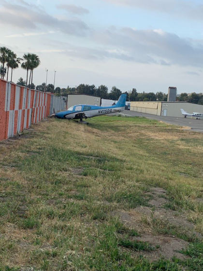 Photograph 1 – View impact area, from the NTSB investigation of Cirrus Design CORP SR22T accident near Fullerton, California, April 25, 2025
