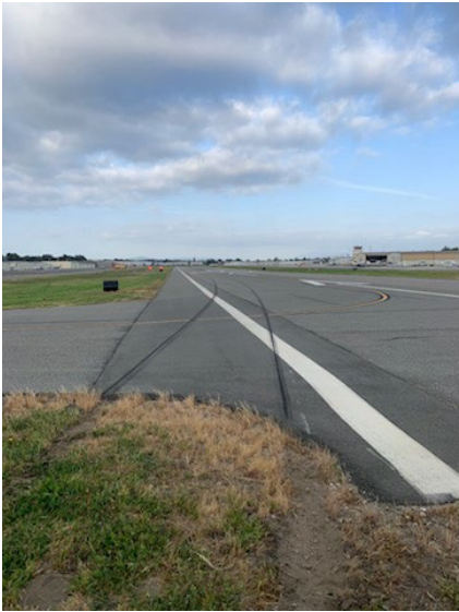 Photograph 2 – View of runway braking, from the NTSB investigation of Cirrus Design CORP SR22T accident near Fullerton, California, April 25, 2025