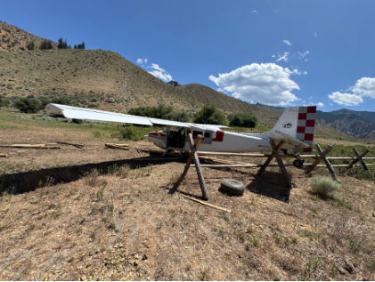 Photograph 1 – Airplane at accident site, from the NTSB investigation of Amateur-built MURPHY SR 2500 accident near Challis, Idaho, June 18, 2025