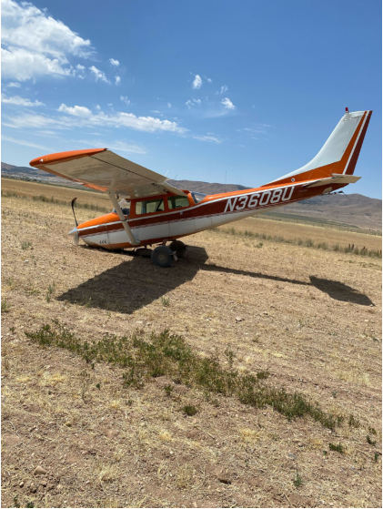 Photograph 1 – Airplane at Accident Site, from the NTSB investigation of Cessna 182F accident near Nephi, Utah, June 29, 2025