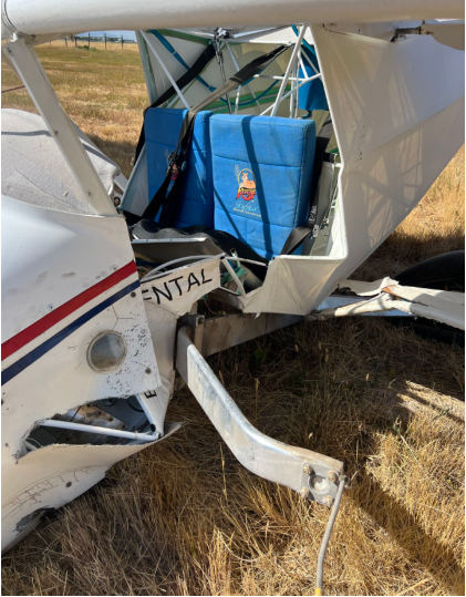 Photograph 3 – View of damage to fuselage., from the NTSB investigation of Amateur-built HARTLINE KITFOX III accident near Logan, Utah, July 22, 2025