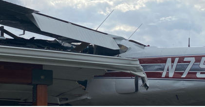 Photograph 2 – View of damage to fuselage., from the NTSB investigation of Cessna 182Q accident near Cashmere, Washington, July 31, 2025