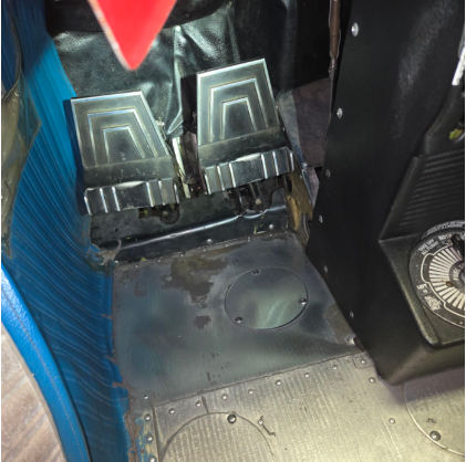 Photograph 1 – View of left side seat position fuselage damage, from the NTSB investigation of Cessna 172M accident near Albany, Oregon, August 19, 2025