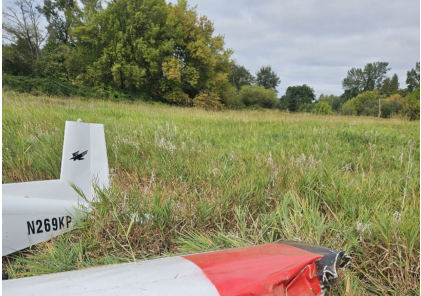 Photograph 2 – View of left-wing damage, from the NTSB investigation of Amateur-built Teenie Two accident near Chehalis, Washington, September 11, 2025