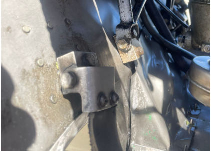 Photograph 2 – View of engine mount damage, from the NTSB investigation of Mooney M20C accident near Watsonville, California, October 7, 2025