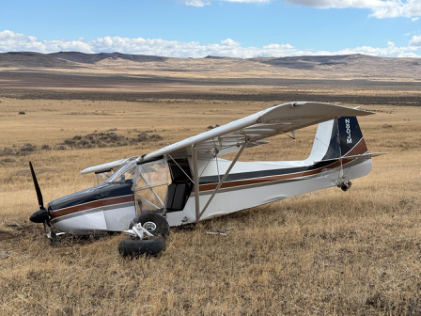 Photograph 1 – Aircraft Final Position and Damage, from the NTSB investigation of Amateur-built JUST AIRCRAFT ESCAPA accident near Flanigan, Nevada, October 4, 2025