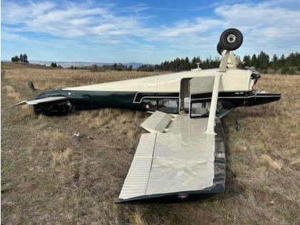 Photograph 3 – Aircraft Final Position (via pilot), from the NTSB investigation of Cessna 180 accident near Imnaha, Oregon, October 9, 2025